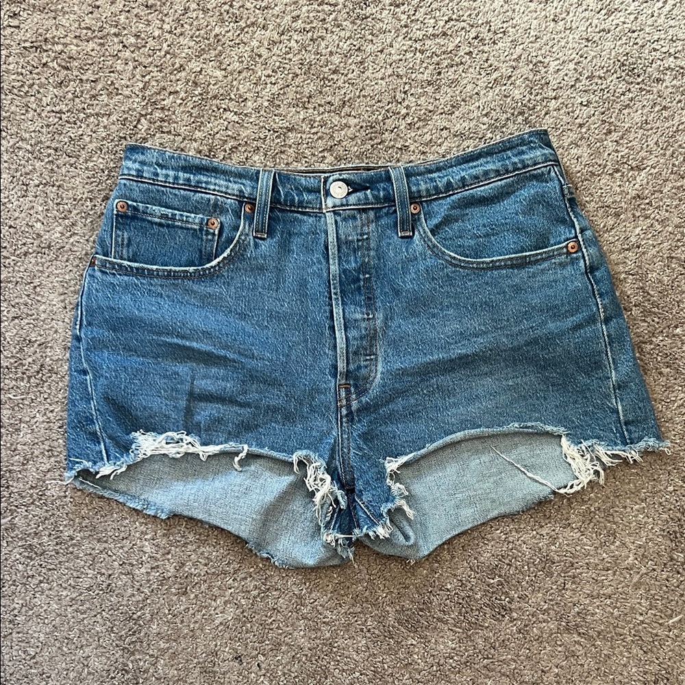 Levi's Blue Distressed Jean Shorts